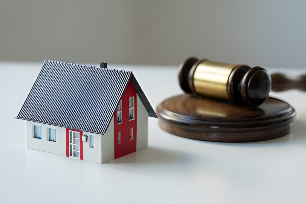 miniature house and gavel
